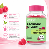 Bonbons gommeux probiotiques pour femmes, formule au goût de baies, végétaliens, régulation intestinale, complément nutritionnel, 60 pièces par bouteille, personnalisables OEM