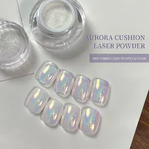 1 Tarro de Polvo para Uñas Efecto Espejo Mágico Cromado Aurora Moonlight, Polvo Iridiscente Blanco para Decoración de Manicura 1 - Product Image 1