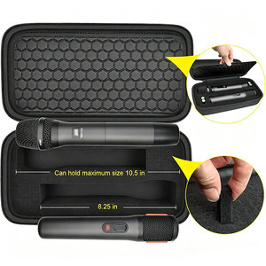 Étui de transport rigide en EVA pour microphone sans fil, avec mousse moulée, poche en maille, fermeture éclair, boîte de transport, logo personnalisé, compatible avec microphone de 8,25 à 10,5 pouces - Product Image 5