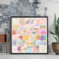 50 Pezzi Adesivi in PVC Autoadesivi Stile Cartone Animato con Frasi Motivazionali Boho per Alleviare l'Ansia