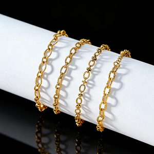 <span class=keywords><strong>Bracelet</strong></span> à maillons en acier inoxydable plaqué or 18 carats de haute qualité, avec breloque <span class=keywords><strong>DIY</strong></span> en forme de O, chaîne tendance, bijoux bracelets et joncs - Product Image 2