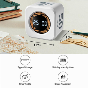 Temporizador Giratorio Pomodoro de 5/10/25/50 Minutos, Cronómetro de Cuenta Regresiva, Herramienta de Productividad para Escritorio, Temporizador de <span class=keywords><strong>Cubo</strong></span> para TDAH - Product Image 4