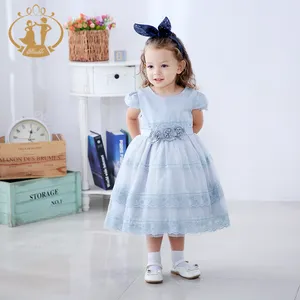 Nhanh Nhẹn New Color Mềm Khói Màu Xanh Tùy Chỉnh Thực Hiện Bé Ăn Mặc Cô Gái Cho Mùa Xuân Hoa Trang Trí Bán Buôn Váy Cho Bé Gái