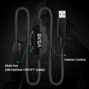 Tai nghe chơi game EKSA E1000 7.1 âm thanh vòm ảo, đèn LED màu sắc, siêu trầm, tích hợp micro khử tiếng ồn ANC cho PC PS4, màu xám xanh - Product Image 6