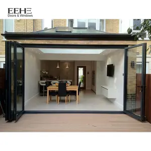 Eehe portas dobráveis de alumínio biométrico, portas dobráveis de vidro de alumínio e janelas, porta dobrável horizontal, 2022