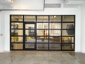 Porte de garage coulissante automatique, styles de verre personnalisés, sélection de tension et de taille, matériau en alliage d'aluminium - Product Image 3