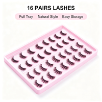 20 paires de cils synthétiques courts grande capacité JIEHAN JH-019 faits à la main réutilisables effet 3D naturellement recourbés bande complète