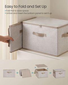 Foldable Bedroom Storage <b>Box</b> Organising Fabric Storage Cube with Lids Storage Baskets for Shelves - Product Image 2