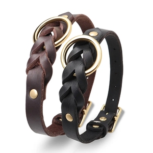 Collares para Perros Ajustables de Cuero Vacuno Genuino y Duradero, Collar Trenzado Suave para Mascotas, para Perros Medianos y Grandes - Product Image 3