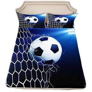 3D Printed Soccer <strong>Bedding</strong> Fitted Sheet <strong>Football</strong> and the Soccer Ball Decor Bed Sheet Set for Kids Boys Girls Youth Sports Theme - Product Image 1