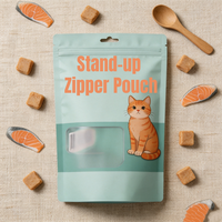 Pochette personnalisée pour friandises pour animaux, refermable avec fermeture éclair, trou de suspension et fenêtre