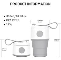 Groothandel Herbruikbare Opvouwbare Siliconen Koffiebekers 395ml Inklapbare Reisbekers Deksels BPA Vrij Vaatwasserbestendig