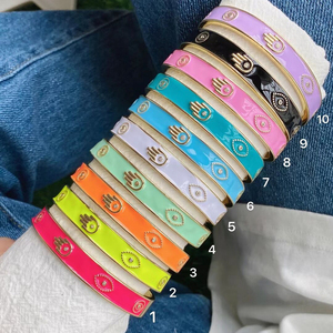 Bijoux tendance tendance <span class=keywords><strong>en</strong></span> plaqué or, émail coloré, bracelet de manchette ouvert à la main pour femmes, vente <span class=keywords><strong>en</strong></span> gros - Product Image 4