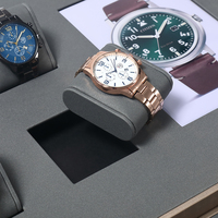 Support d'affichage de montre en cuir gris de luxe DIGU, plateau personnalisé, ensemble de coussinets pour montre, support d'affichage de montre pour comptoir de magasin