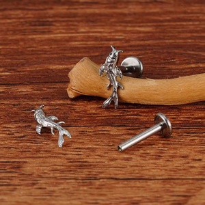 G23 Titanium Koi Vis Vogel Kraakbeen Oorbel Set 16G Kleine Tragus Stud Helix Schelp Plat Rug <span class=keywords><strong>Piercing</strong></span> Dierlijk Lichaam Kinderen Opaal - Product Image 5