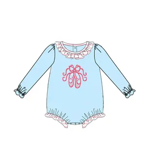 热卖定制婴儿服装精美刺绣风格女婴单件连体