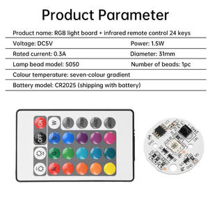 Scheda Luminosa RGB SMD5730 31mm 5V per Luce Notturna, Base in Legno Massiccio per Sfera di Vimini, Circuito Rotondo 3W - Product Image 4