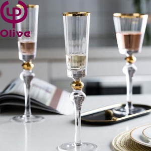 Bar <span class=keywords><strong>de</strong></span> fête <span class=keywords><strong>de</strong></span> mariage <span class=keywords><strong>liqueur</strong></span> <span class=keywords><strong>de</strong></span> citrouille bulles <span class=keywords><strong>de</strong></span> champagne côtelé coloré bordé d'or gobelet en cristal à double perles ensemble <span class=keywords><strong>de</strong></span> verres à vin - Product Image 2