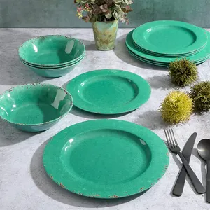 12 Stuks Melamine Diner Set Luxe Sets Fabriek Leveren Op Maat Gemaakte Kookgerei Melamine Servies