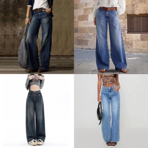 <span class=keywords><strong>Jeans</strong></span> da Donna di Tendenza, Stile Street, a Vita Alta, Gamba Larga Dritta, Pantaloni <span class=keywords><strong>Lunghi</strong></span>, <span class=keywords><strong>Jeans</strong></span> in Denim Lavato Casual all'Ingrosso - Product Image 2