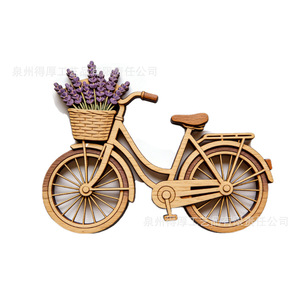 Aimant de réfrigérateur en bois en forme de vélo avec panier à lavande, style campagnard français, cadeau décoratif - Product Image 1