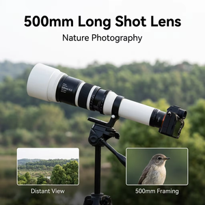 Obiettivo Professionale 500mm F6.3-32 a Fuoco Fisso, Teleobiettivo a Lunga Distanza con Messa a Fuoco Manuale per Fotocamere DSLR Nikon Canon Sony - Product Image 3
