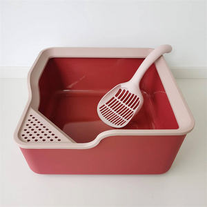 Boîte à litière en plastique pour chat, <span class=keywords><strong>bac</strong></span> à <span class=keywords><strong>sable</strong></span> <span class=keywords><strong>carré</strong></span> avec pelle, boîte de toilette pour animaux de compagnie de grande capacité - Product Image 2