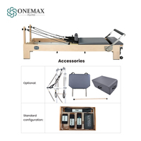 Reformer en bois d'érable de qualité commerciale ONEMAX avec tension réglable pour studio de Pilates, yoga et entraînement physique - Garantie 10 ans