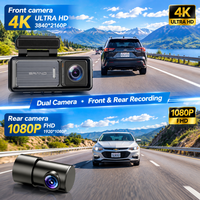 Caméra embarquée pour voiture à vente chaude, boîte noire pour voiture, 4K+1080P, double objectif avant et arrière, dashcam WiFi GPS, caméra embarquée 4K, 2 caméras, dashcam 4K
