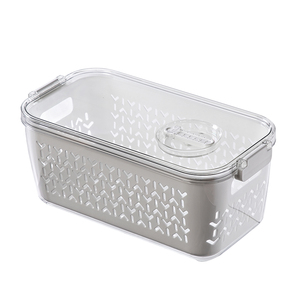 Vegetable Fruit Fresh Produce Fridge Refrigerator Fresh-keeping Storage Box Containers With Grid Strainer Drain Basket Crisper