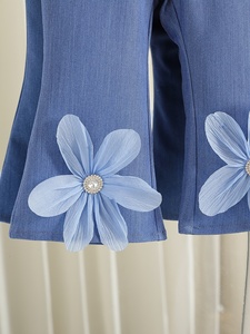 Set Estivo Casual per <span class=keywords><strong>Bambina</strong></span>, 2 Pezzi, Senza Maniche, con Fiori Tridimensionali, Top a Bretelle e <span class=keywords><strong>Pantaloni</strong></span>, per Uso Quotidiano, Alla Moda - Product Image 5