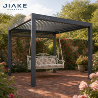 Pergola en aluminium Jiake 6063-T5 avec toit à lames motorisées pour jardin de campagne, patio, gazebo, pavillon, espace de vie extérieur
