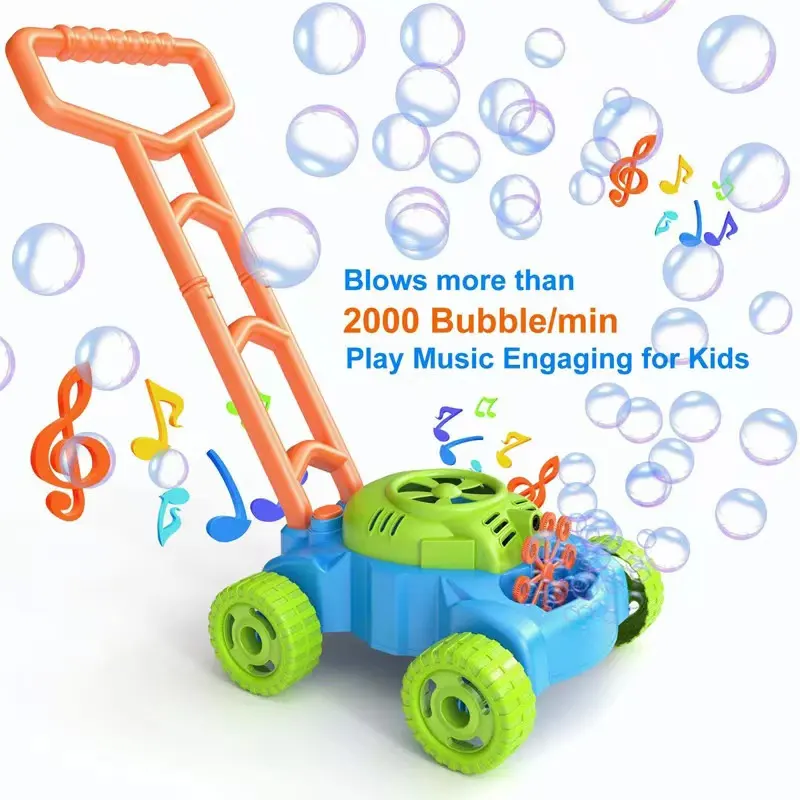 Yaratıcı ev bahçe itme kabarcık tabancası araba elektronik otomatik yürüteç kabarcık biçme makinesi sepeti baloncuk oyuncakları çocuklar için