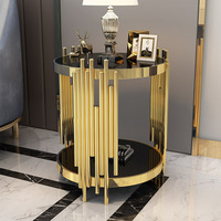 Petite table basse ronde en marbre blanc au design moderne Mobilier de maison Hôtel de luxe Canapé Table d'appoint en métal doré pour le salon