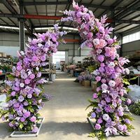 Gapura Bunga Sutra Buatan Berkualitas Tinggi untuk Dekorasi Pernikahan Luar Ruangan, Bunga Campuran Realistis Buatan Tangan, Desain Pilar Tahan Air dan Awet