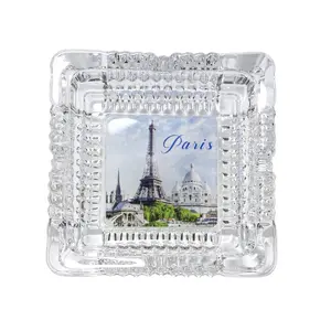 Travelpro Quality Customized Glass Craft Souvenir Ashtray with Custom Logo and City Scenery Style for Tourist Destination