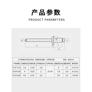 Remaches Ciegos de Aluminio Negro Hongting M3.2-M5, Remaches Pop de Cabeza Redonda Plana Tipo Abierto, Fijaciones - Product Image 3