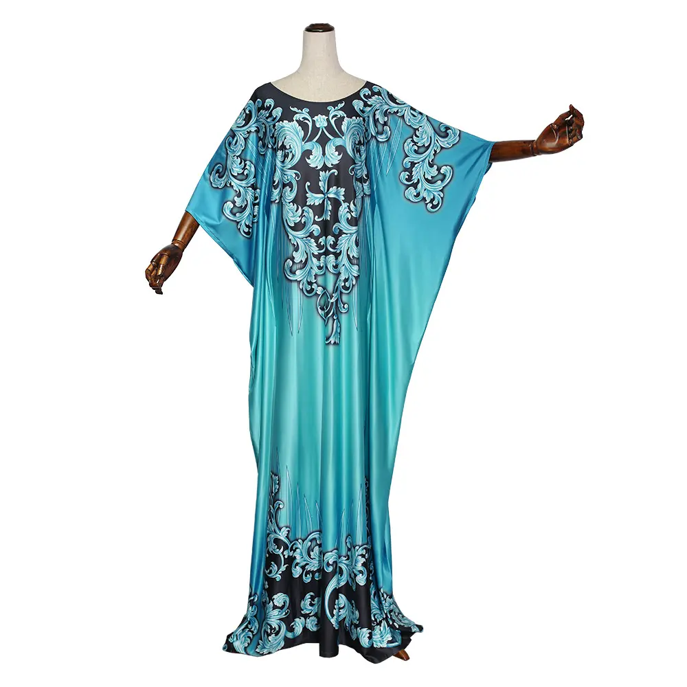 Islamic African Dashiki Traditional Print Maxi Dresses Muslim Abaya Bazin Robe Gowns Long Lady Dress