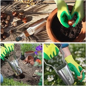 Outil de repiquage portable 2-en-1 : Plantoir et désherbeur manuel pour bulbes et ameublissement du sol (revêtement PVC) - Product Image 4