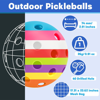 Balles de pickleball alvéolées à 40 trous, haute élasticité, approuvées USAPA, durables, 74 mm, 2,5 mm d'épaisseur, 26 g, pour usage extérieur, vendues en fût