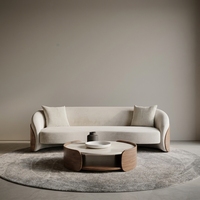Ensemble de table basse en bois avec plateau rond en marbre éthiopien, brun, meubles modernes pour salon
