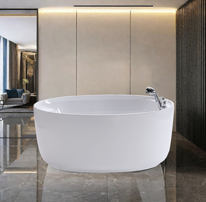 Bañera de acrílico independiente blanca moderna con forma ovalada de cabezal de <span class=keywords><strong>ducha</strong></span> para remojo de hotel, inspirada en Filipinas - Product Image 3