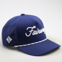 Gorra de Béisbol Personalizada de 5 Paneles para Hombre con Cordón, Perforaciones Cortadas con Láser, Parche de Goma con Logo, Hidrófuga y Deportiva para Golf