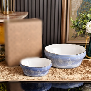 Hot Selling Italian Oriental Porcelain 7+10 Inch Fruit Bowl Full Gift Box Packaging - Product Image 5