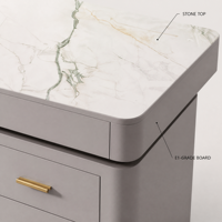 Bureau de direction moderne en MDF E1 avec plateau en pierre frittée et trois tiroirs à poignées pour bureau à domicile et mobilier commercial
