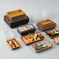 Boîte à sushi en plastique jetable, antidérapante, étanche, pour services de traiteur, collations et salades