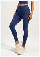 Pantalon de yoga deux pièces pour femme, taille haute, élastique, anti-transpiration, effet push-up, avec poches, idéal pour le fitness et la course à pied