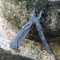 Couteau multifonction noir accessoires de camping 16 en 1 poche multi-outils poignée pliante soins personnels pince Edc avec pochette en nylon