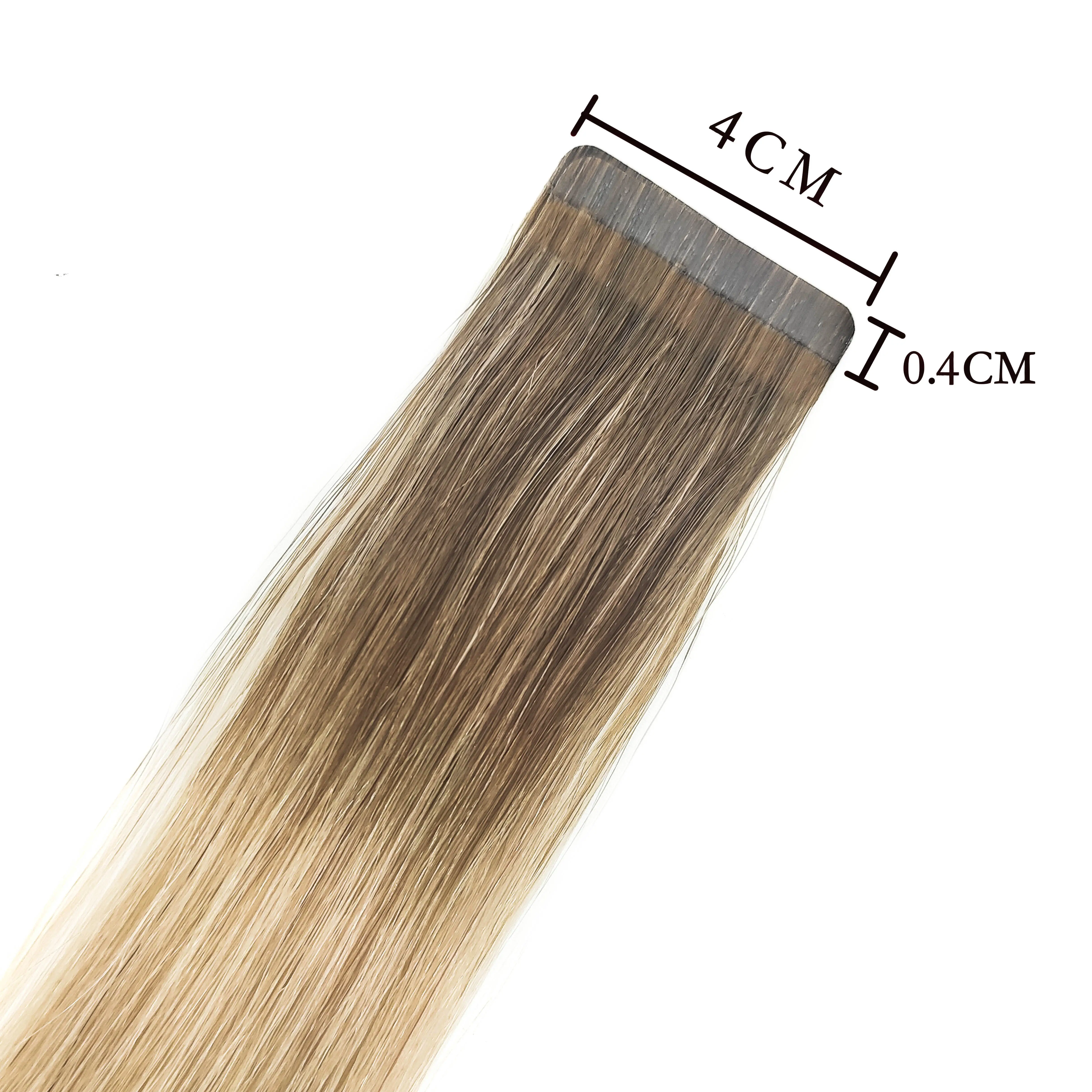 Seamless Drawn Virgin Remy Hair Ombre Blonde Tape in Human Hair Russian Tape in Hair Extensions Natural