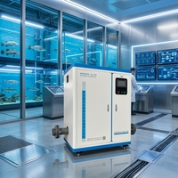 Mobiel RAS waterzuiveringssysteem voor zeewaterkweek, inclusief drukvatpomp en PLC-motor.